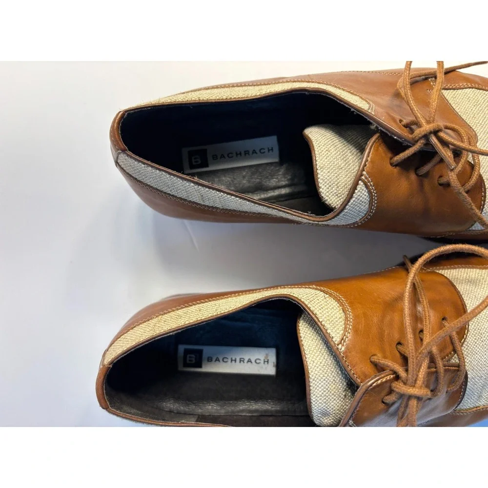 Bachrach Oxford Dress Shoes Men's US‎ 10M Brown Tan Leather Square Toe Lace Up